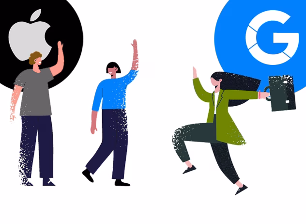 Google un Apple sadarbības ilustrācija