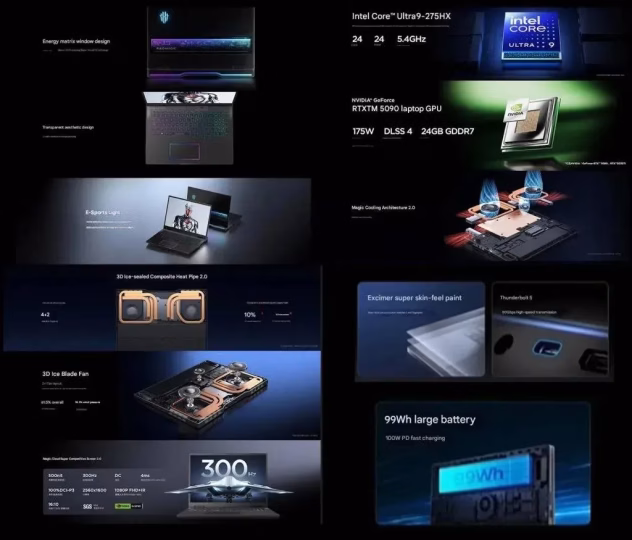 Red Magic 16 Pro portatīvā datora dzesēšanas sistēma