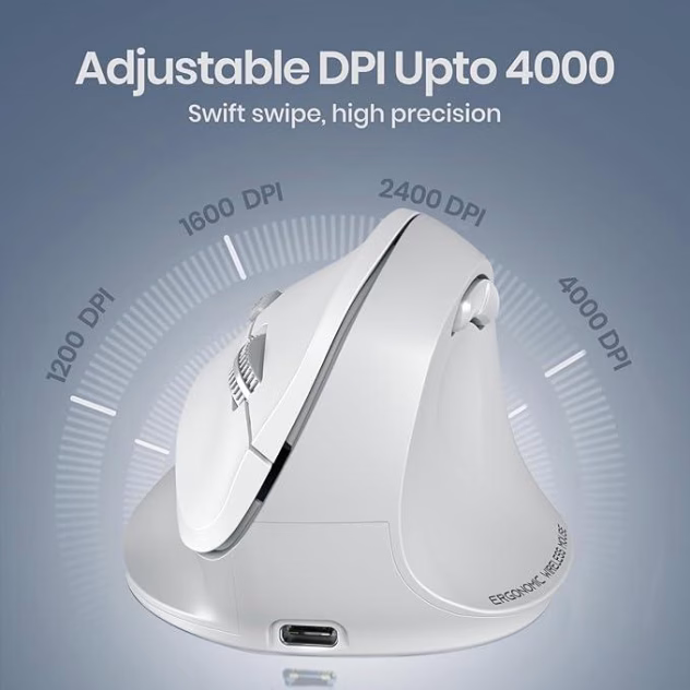 Portronics Toad Ergo 4 bezvadu pele skats no sāniem